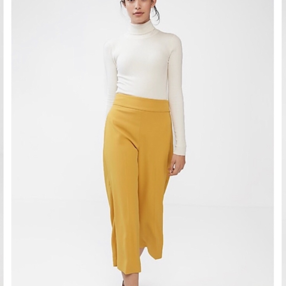 Yellow express cropped culottes (high rise pants)